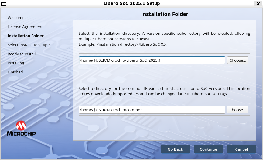 Libero SoC 2025.1 Installation Folder