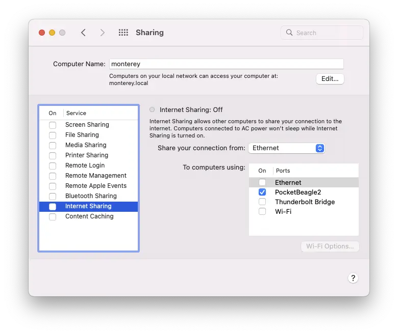 Network setup