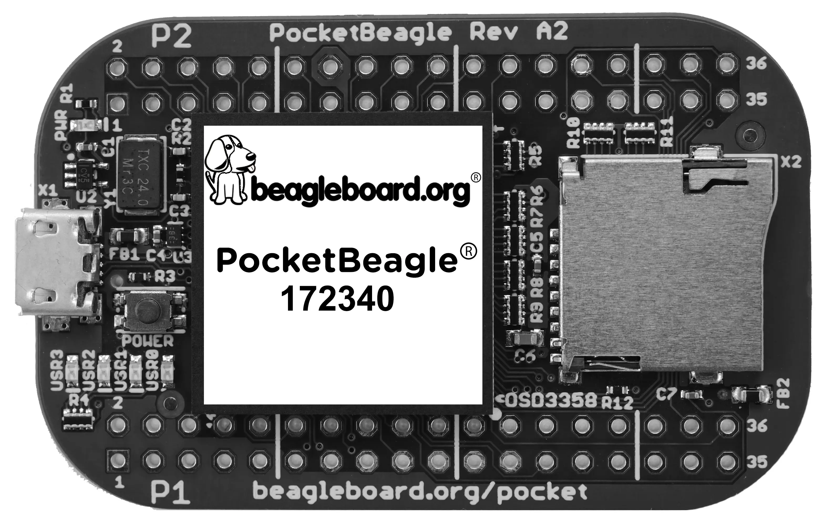 PocketBeagle Front BW